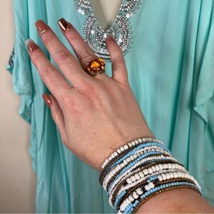 Bali Queen Bracelet With Wood Buckle & Turquoise Copper Creme Beads